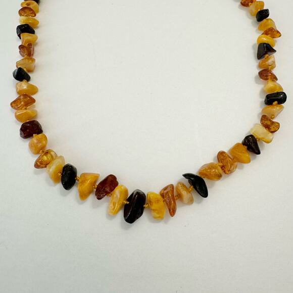 Baltic Amber Necklace Multi-Color Knotted Polished (N721) - Picture 3 of 7